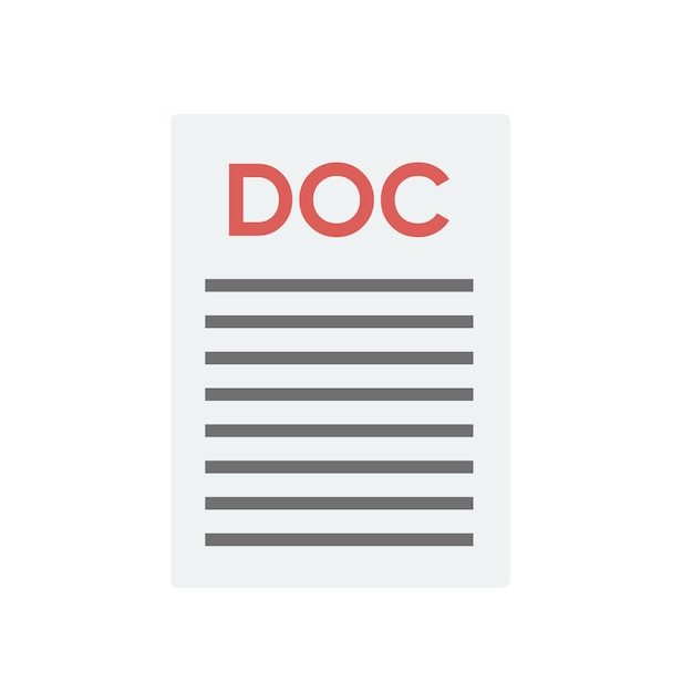 File document icon. Download doc button. Doc file.