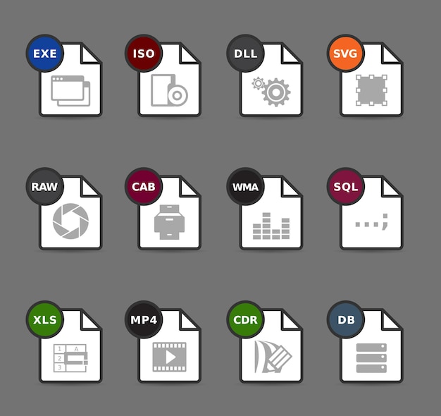 File formats icon set