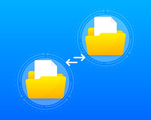 File transfer encrypted form. Concept for remote connection between two folders. Cloud concept based. Vector illustration.