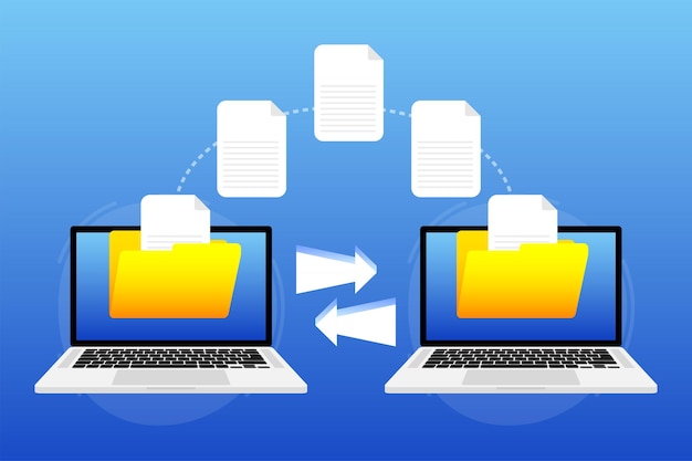 File Transfer Files transferred Encrypted Form Vector stock illustration