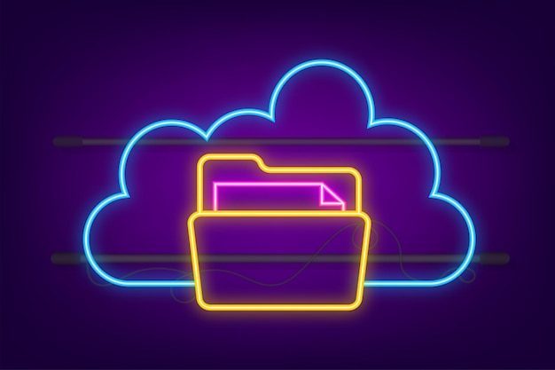 Files cloud great design for any purposes Abstract infographic Internet technology Neon icon