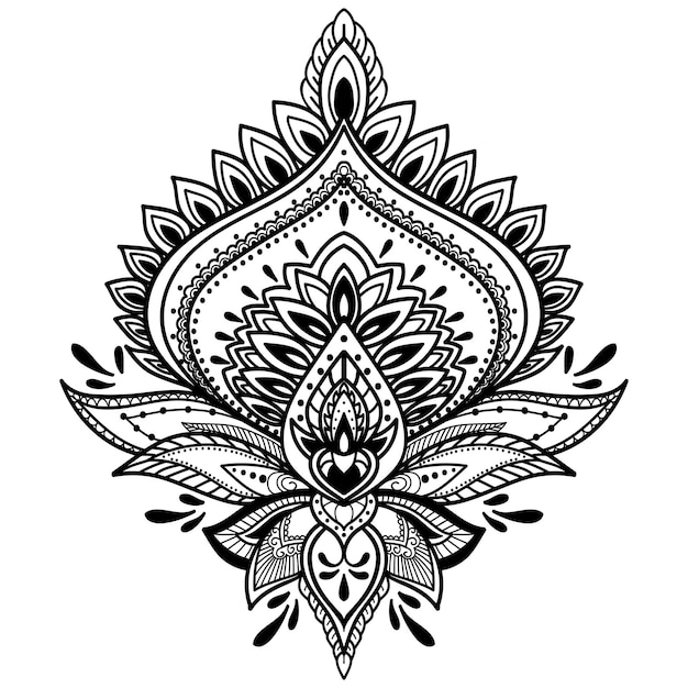 Filigree lotus flower black vector handdrawn illustration