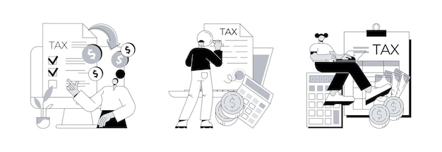 Filing taxes by yourself abstract concept vector illustrations