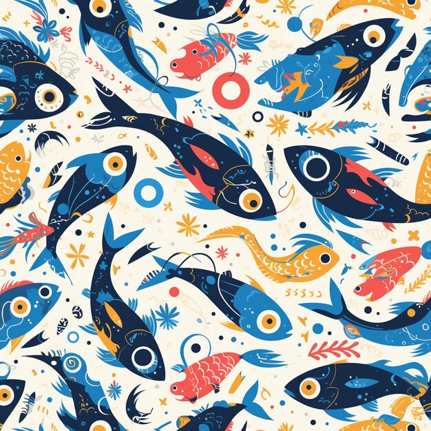 Vector filipino bangus patterns with milkfish motifs