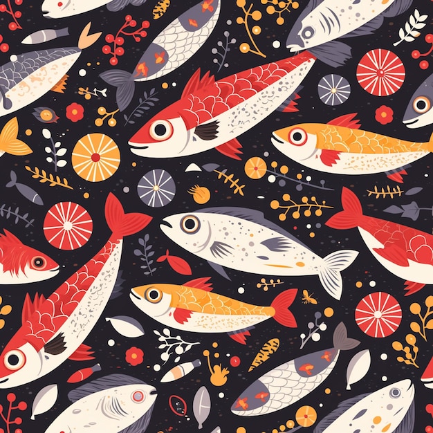 Vector filipino bangus patterns with milkfish motifs