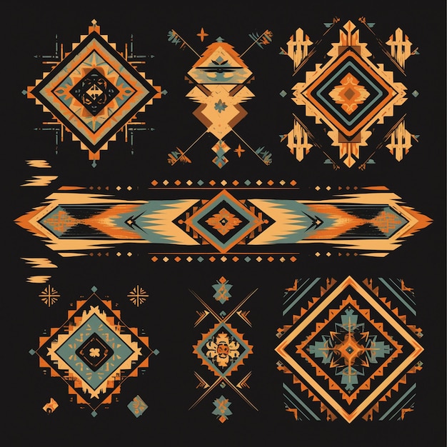 Vector filipino gaddang patterns with beadwork designs