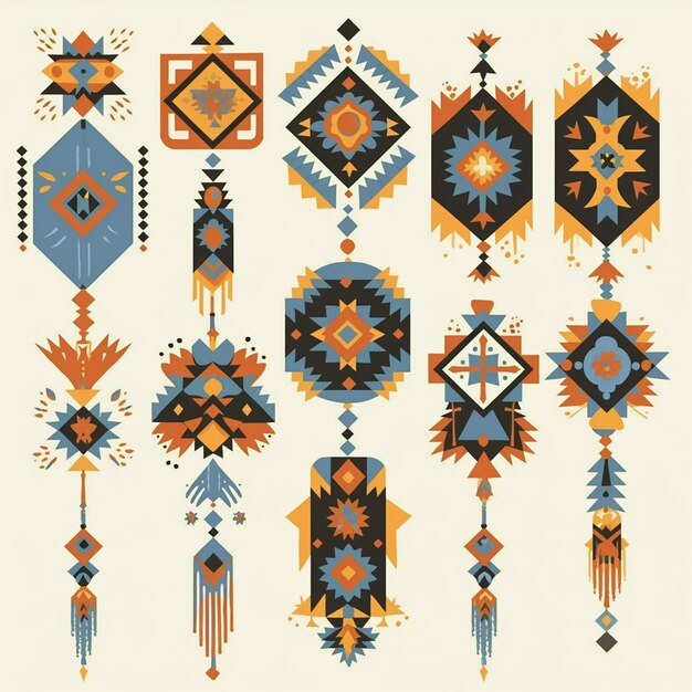 Vector filipino gaddang patterns with beadwork designs