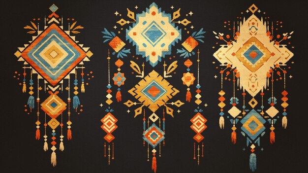 Vector filipino gaddang patterns with beadwork designs