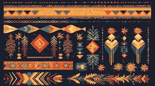 Vector filipino gaddang patterns with beadwork designs