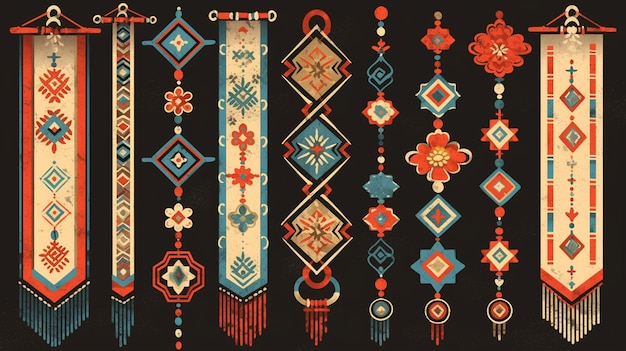 Vector filipino gaddang patterns with beadwork designs