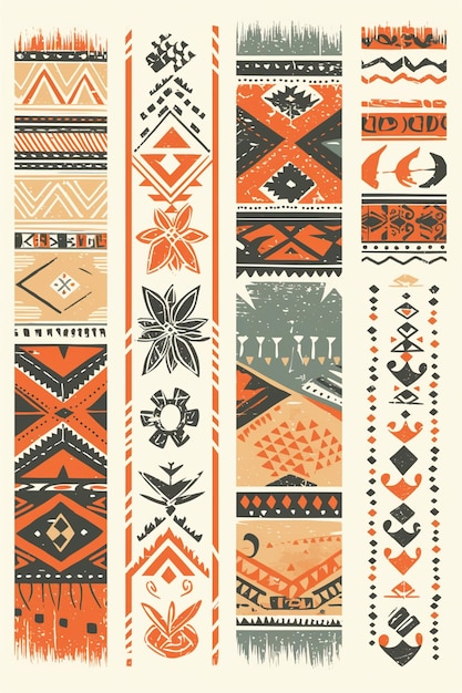 Vector filipino ifugao patterns with tribal motifs