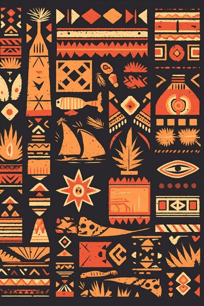 Vector filipino ifugao patterns with tribal motifs