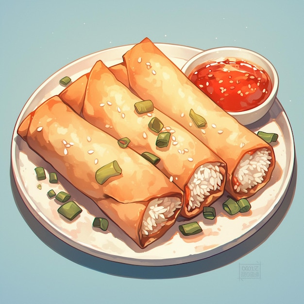 Vector filipino lumpia and spring rolls