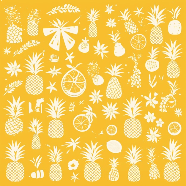 Vector filipino pinya patterns with pineapple fiber designs