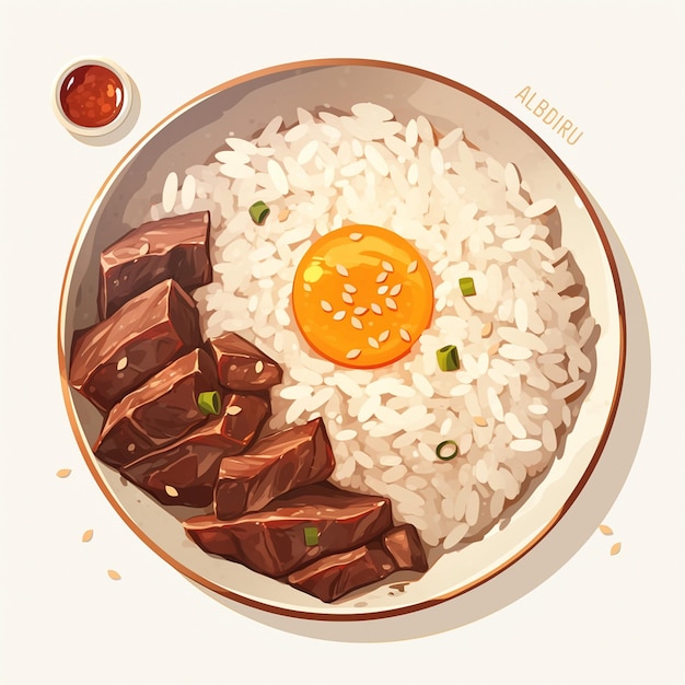 Vector filipino tapsilog and beef with garlic rice