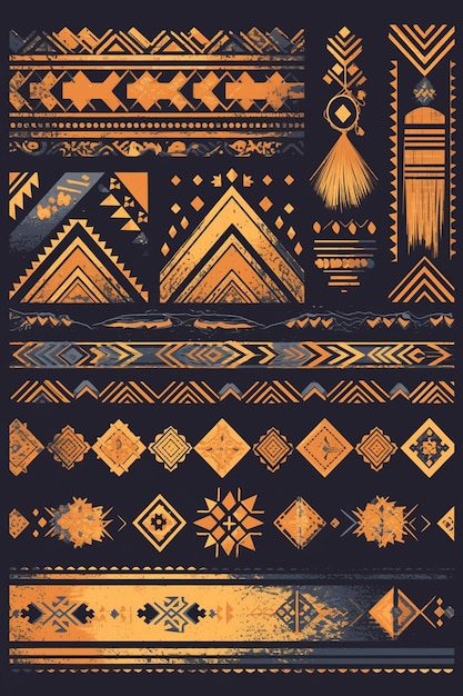 Vector filipino tnalak weaving patterns with intricate designs