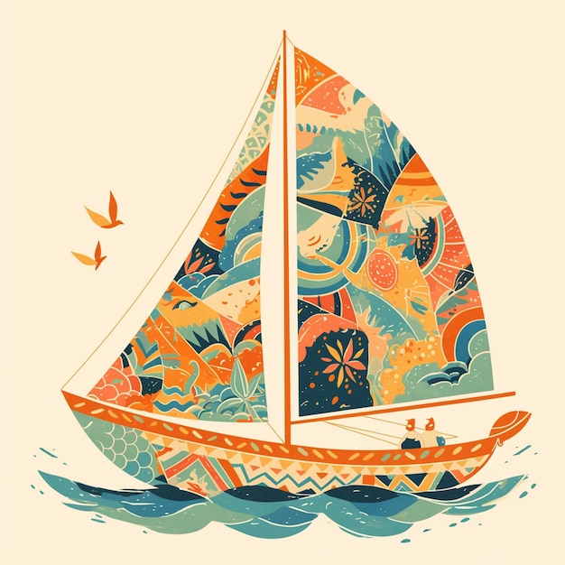 Filipino Vinta boat patterns with colorful sails