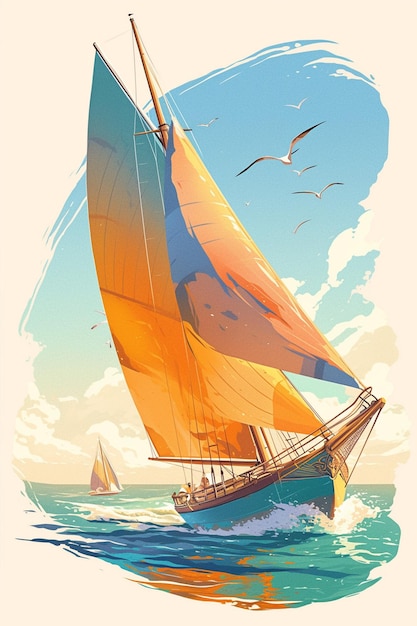 Vector filipino vinta boat patterns with colorful sails