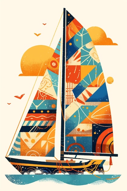 Filipino Vinta boat patterns with colorful sails