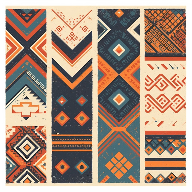 Vector filipino yakan weaving patterns with geometric designs