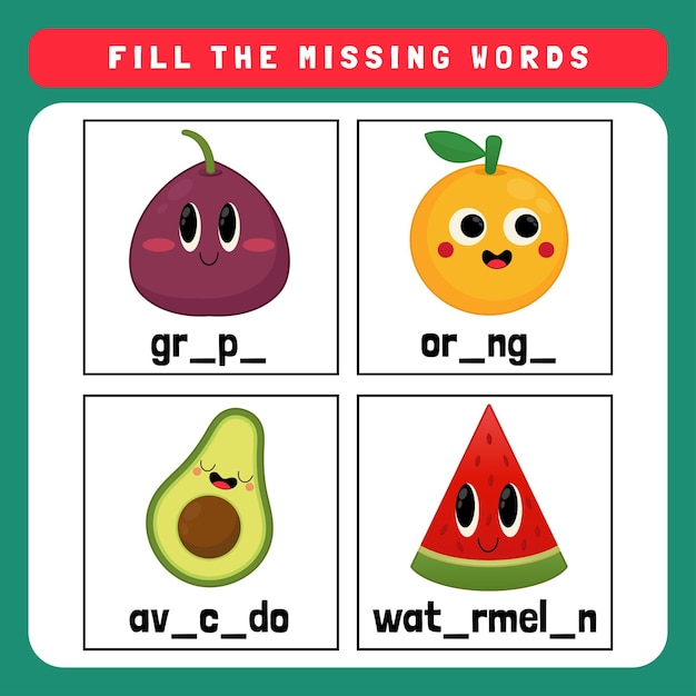 Fill the missing words worksheet