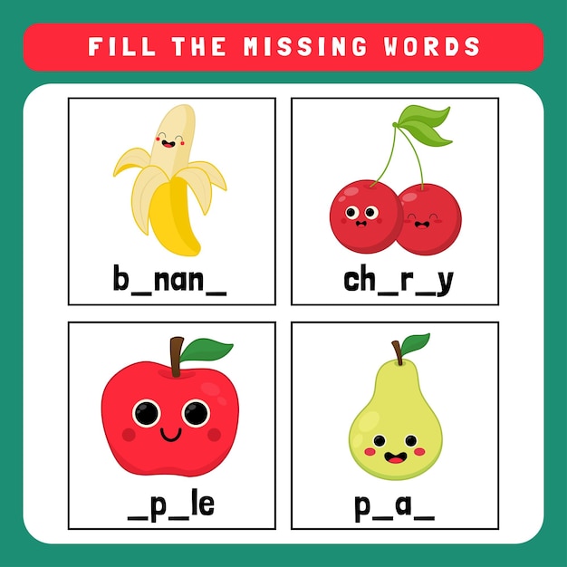 Fill the missing words worksheet