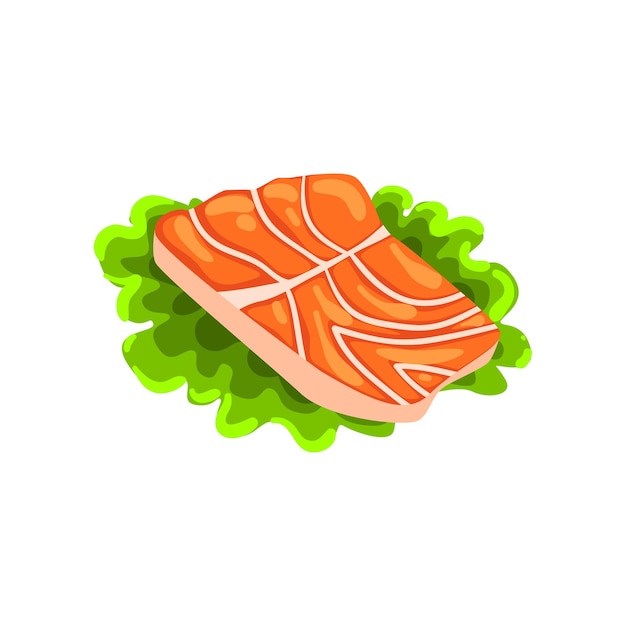 Fillet of fresh red salmon fish seafood product vector Illustration isolated on a white background