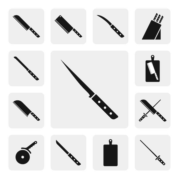 Vector fillet knife flat web icon sign silhouette solid black icon vector design. cooking, kitchen icon set