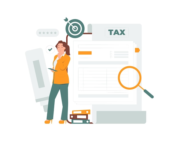 Filling tax form payment return financial control report audit accounting concept illustration