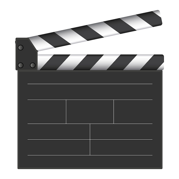 Film clapper Realistic opened movie clap board Cinematography and filmmaking equipment Blank cinema clapper vector illustration isolated on white background