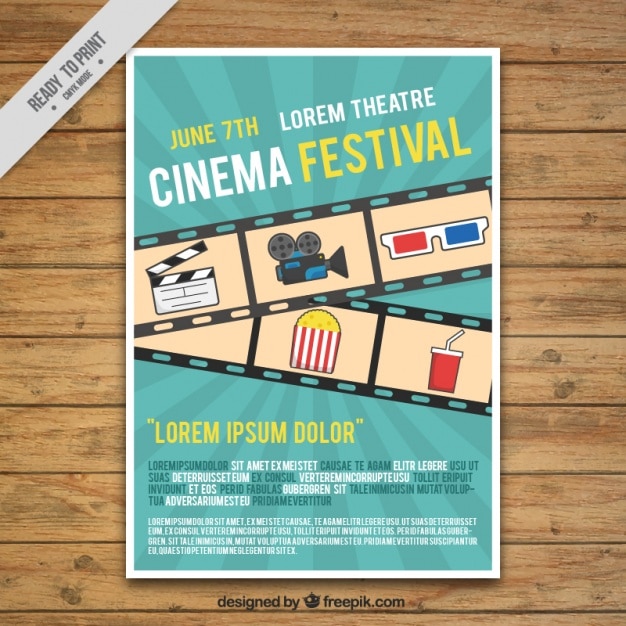 Vector film festival poster with frame and elements