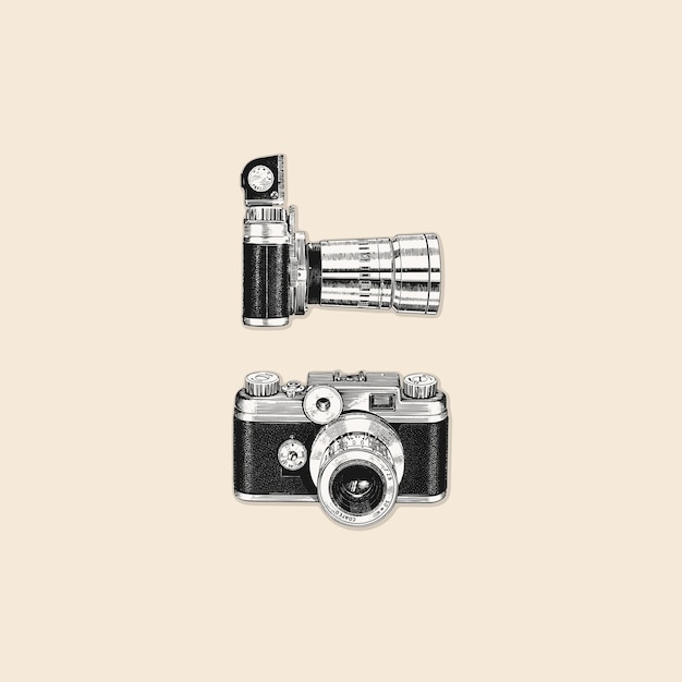 Vector film photography camera icon clipart zoom lens retro logo vintage illustration design vector element