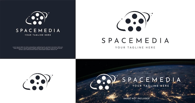 Film reel for film production studio logo with Outer space style