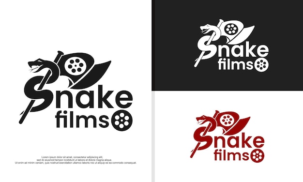 Film Reel with snake logo Movie Cinema Production logo design