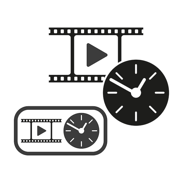 Film time concept Play and clock symbols Vector illustration EPS 10