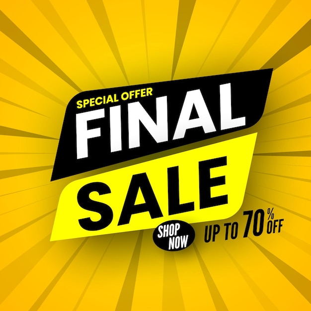 Final sale banner on striped background special offer up to 70 off Vector illustration