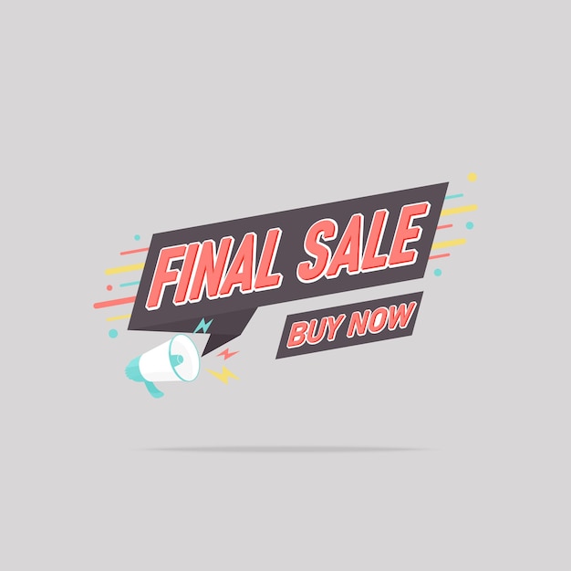 Final Sale banner template design promotion origami tag with megaphone icon geometric vector badge illustration