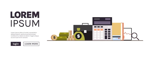 Finance analysis calculator working together growth wealth concept flat vector illustration.