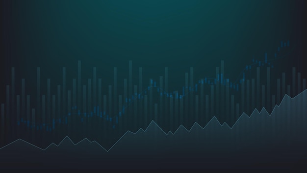 Vector finance and business background. bar chart and candlestick chart show stock market trading price