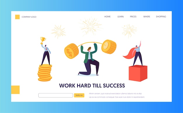 Finance Business Success Character Landing Page.