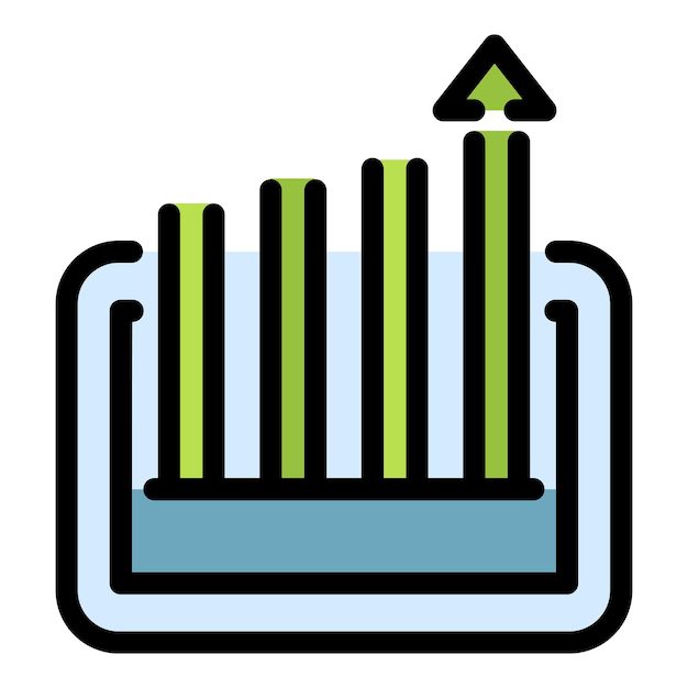 Finance graph tablet icon Outline finance graph tablet vector icon color flat isolated