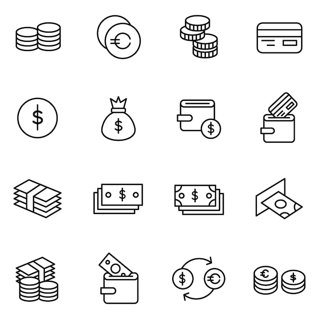 Finance icon pack, outline icon style