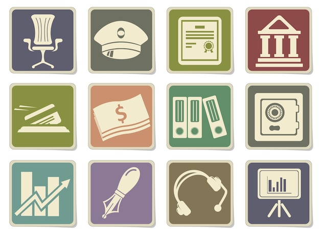 Finance icons on cardboard labels