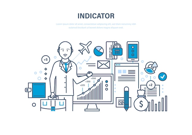 Finance indicators statistical data marks of finance position marketing research