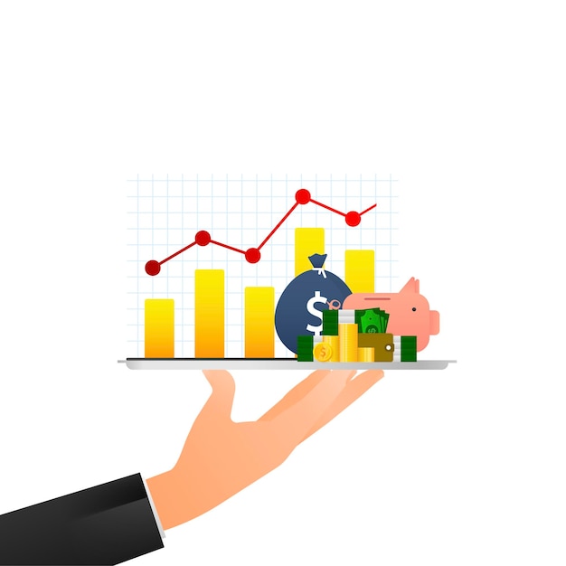 Finance money calculator Business vector icon Finance isometric