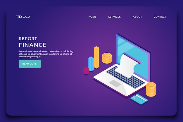 Finance report landing page template