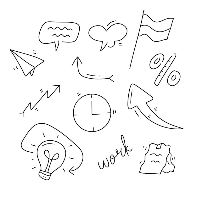 Finance resources bundle set with line doodle style for business