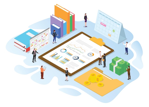 Financial administration concept with modern isometric or 3d style vector illustration