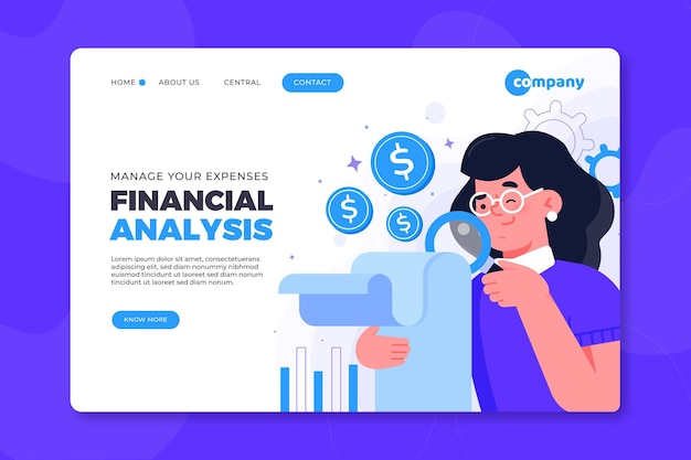 Financial analysis landing page design