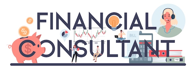 Financial analyst or consultant typographic header